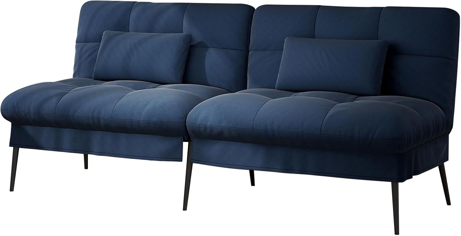 Sofá Cama Esquinero 3 Plazas con Respaldo Ajustable Azul Oscuro