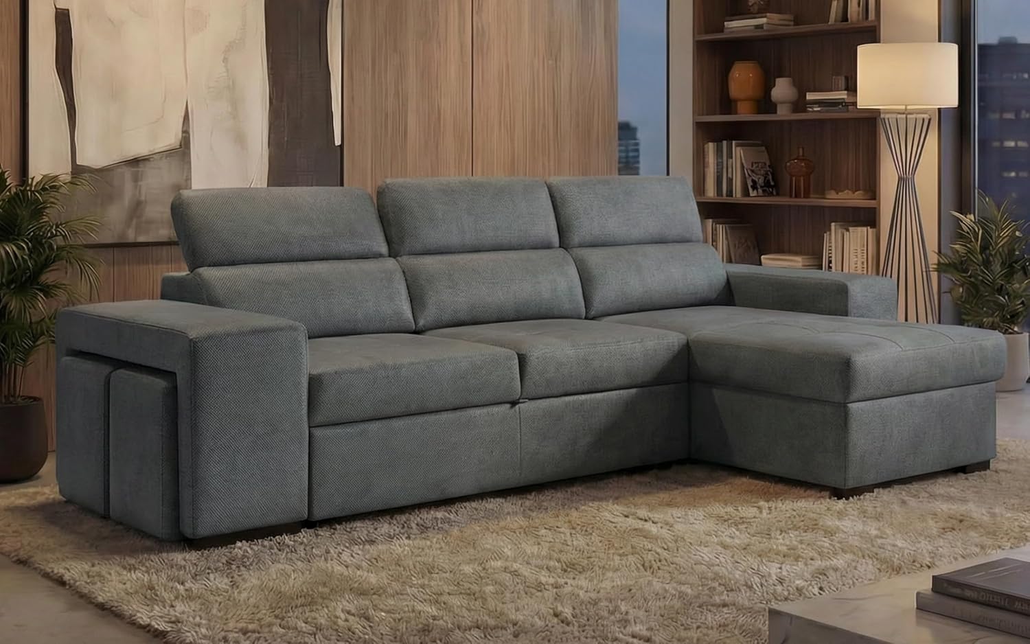 Sofá Cama Esquinero 4 Plazas Chaise Longue Reversible