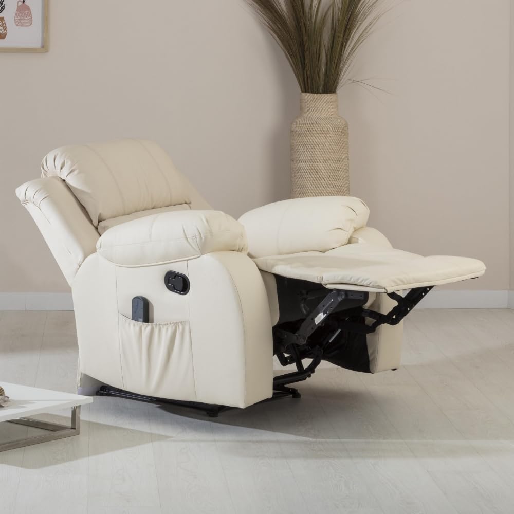 Sillón Masaje Relax Calor Trevi Crema Reclinable