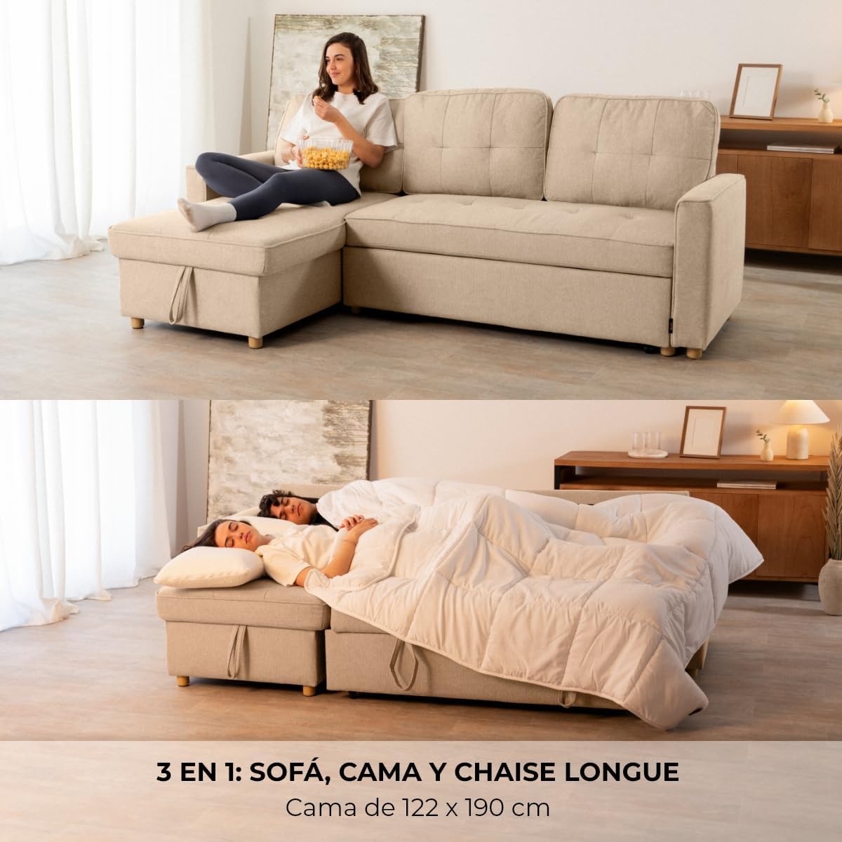 Sofá Cama Chaise Longue Haven