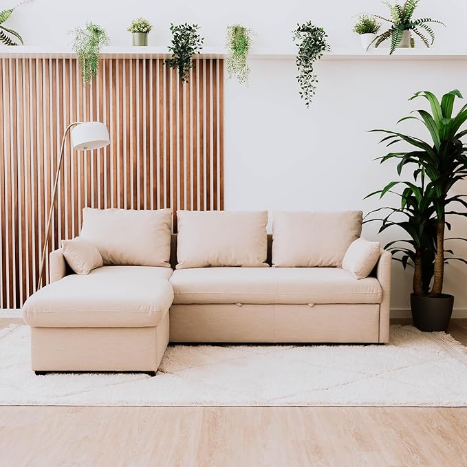 Sofa en U con portavasos y 2 Compartimentos de Almacenamiento