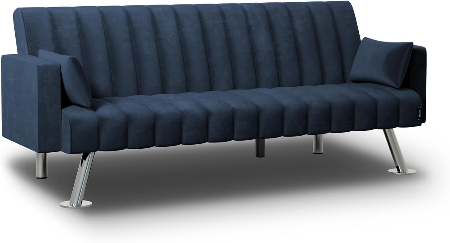Sofá Cama 3 Plazas Chaise Longue Clic-Clac Azul Marino