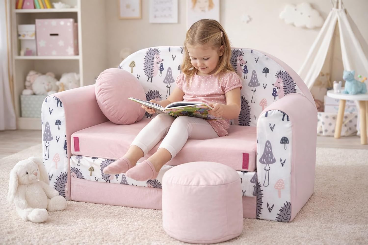 Sofa Plegable para ninos con funcion de Dormir con Colchon Desenfundable