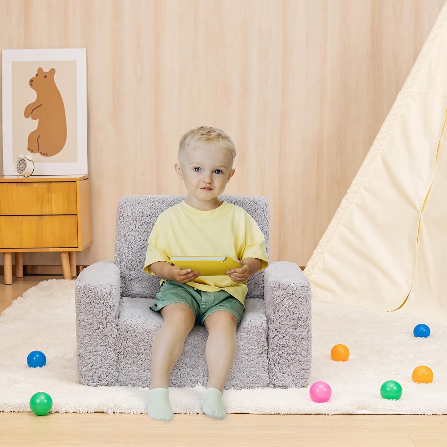 Sofa y silla para ninos pequenos, sofa convertible a tumbona