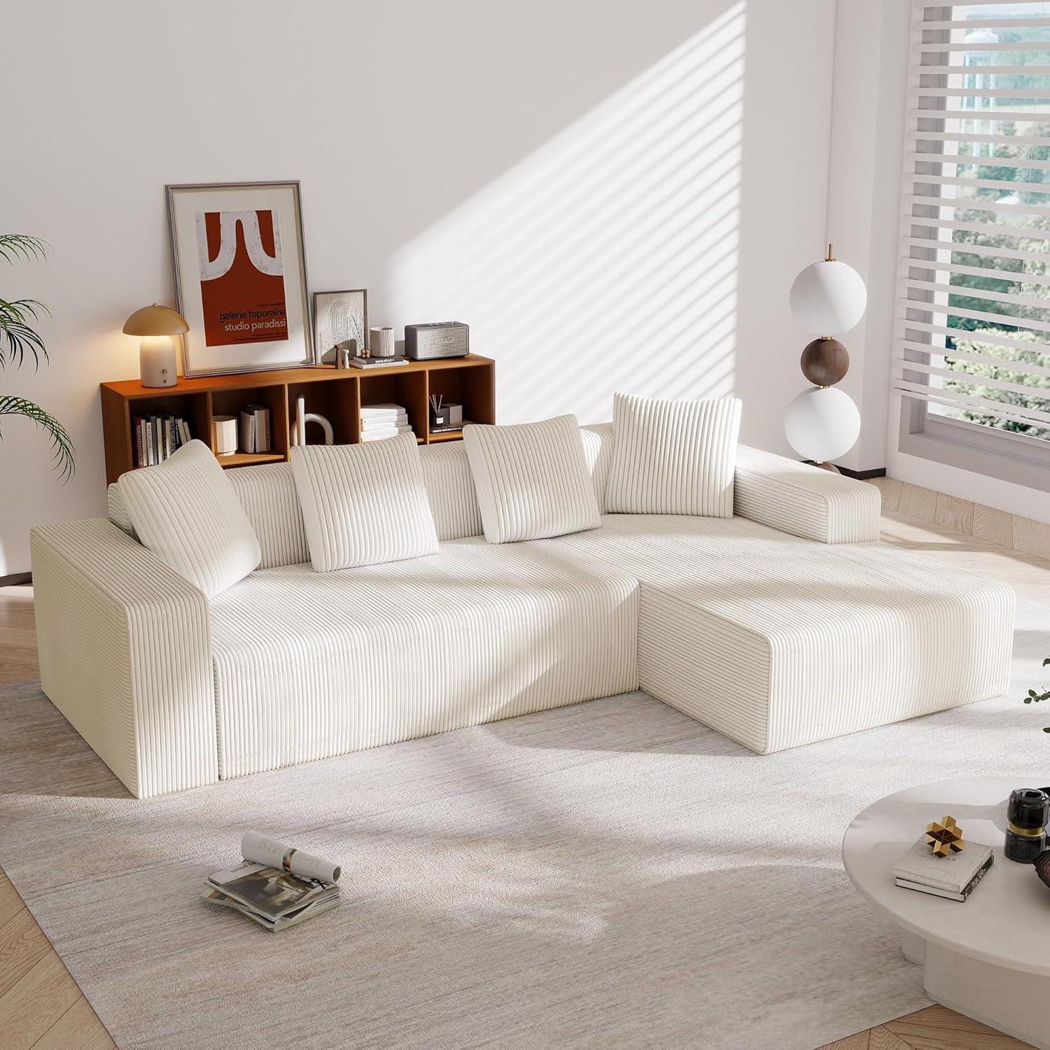 Sofa nube modular en forma de L con tumbona