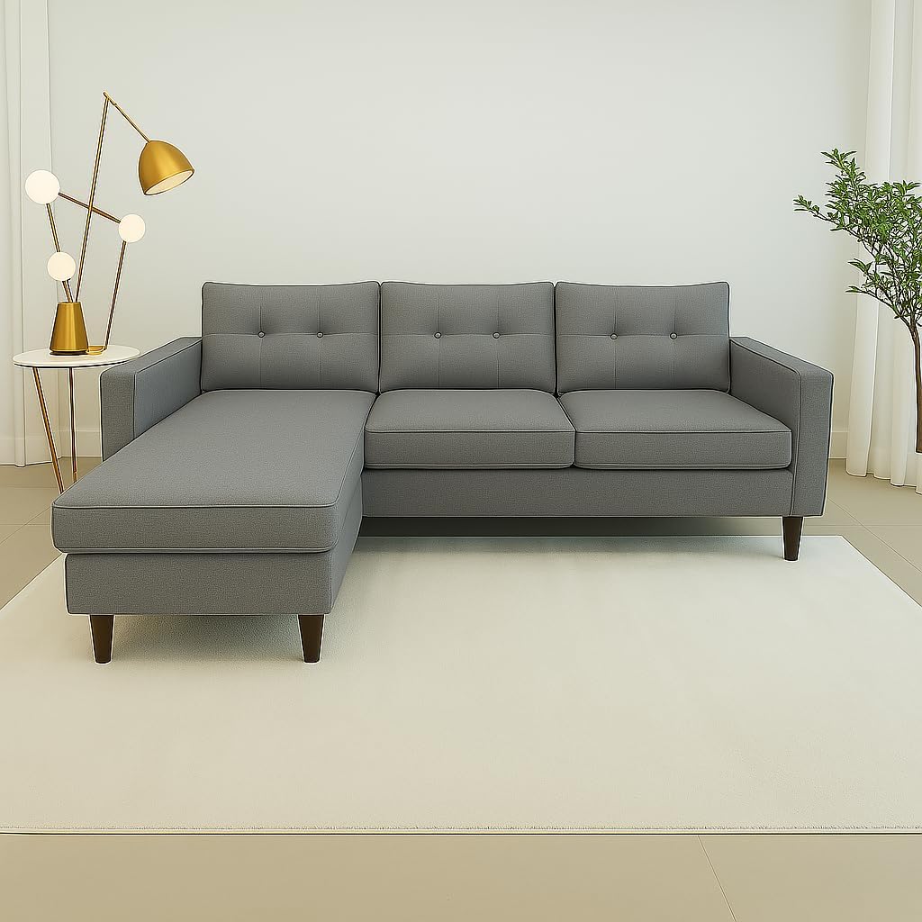 Sofá 3 Plazas Chaiselongue Asientos y Respaldo Acolchados