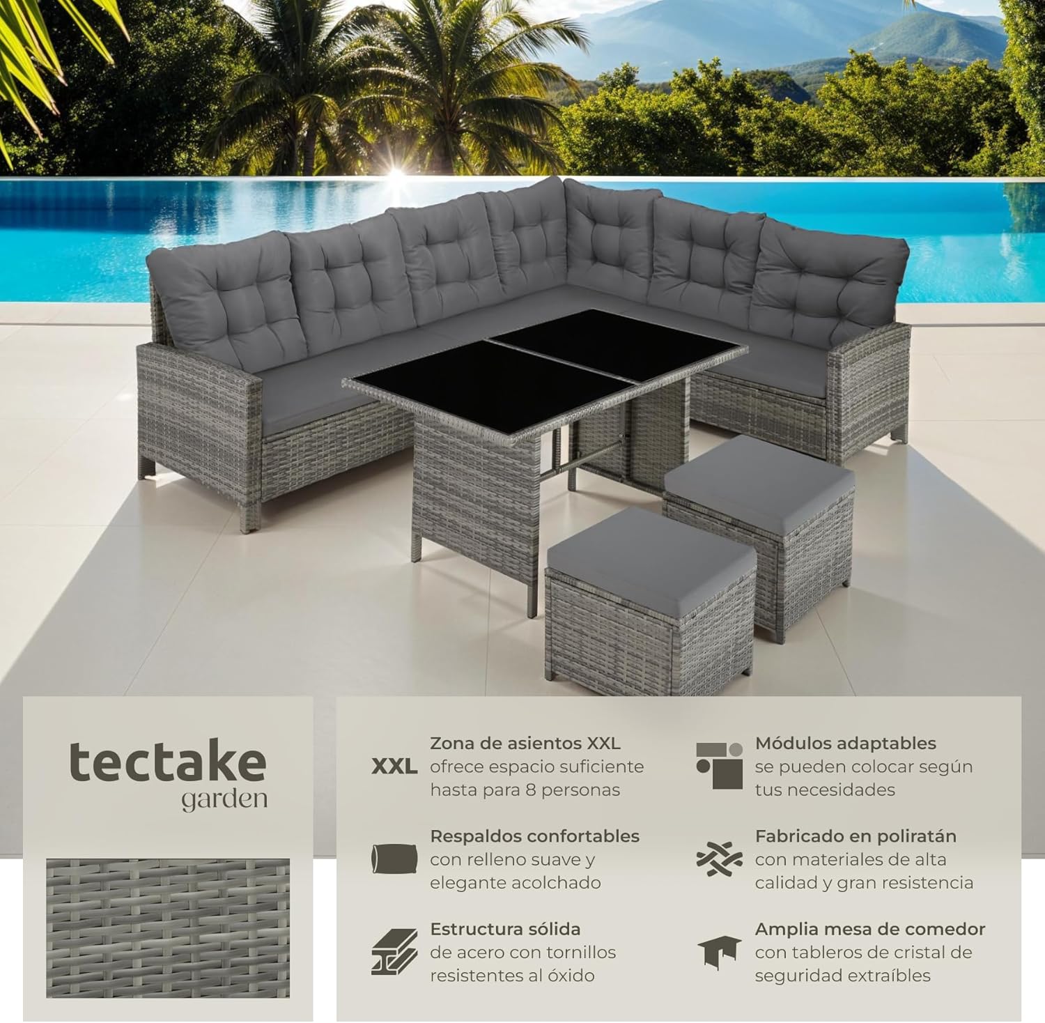 Conjunto Terraza Resistente a la Intemperie y Combinable