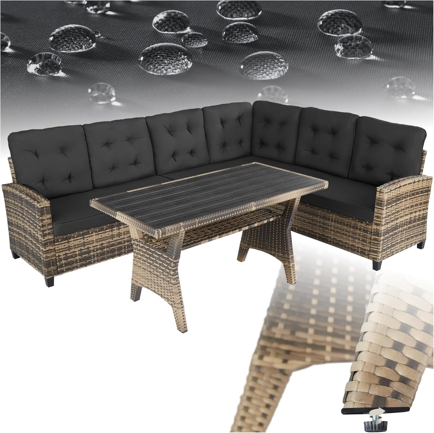 Conjunto Jardín de Ratán Combinable con Cojines Premium