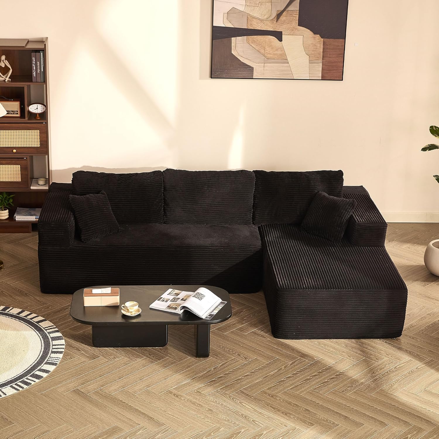 Sofá Esquinero Modular en L con Función Cama y Chaise Longue