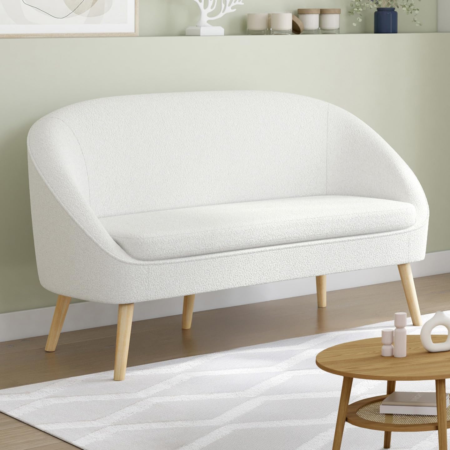 Sofa de tela con buclette blanco