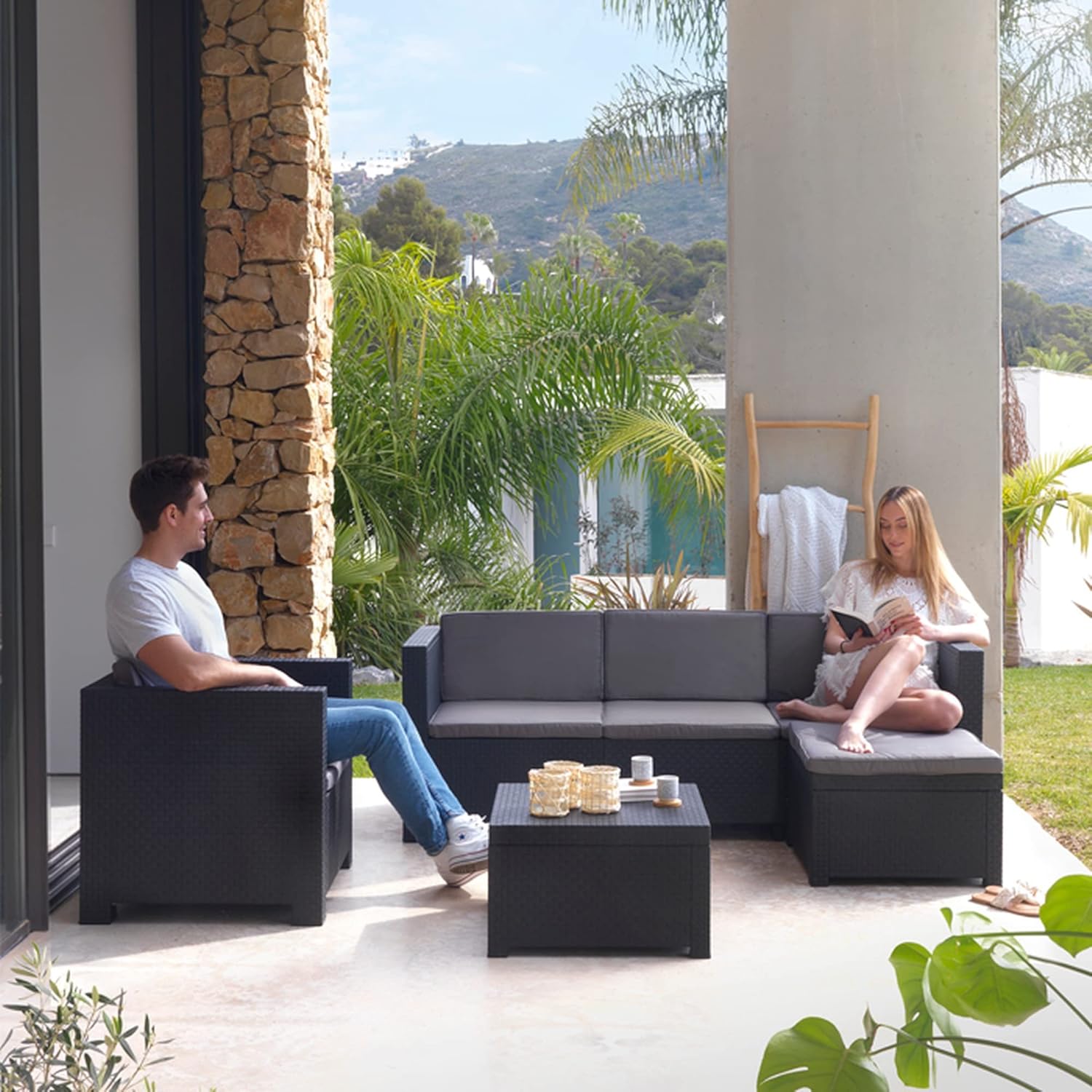Set Muebles Salón Exterior Conjunto Jardín 5 Plazas