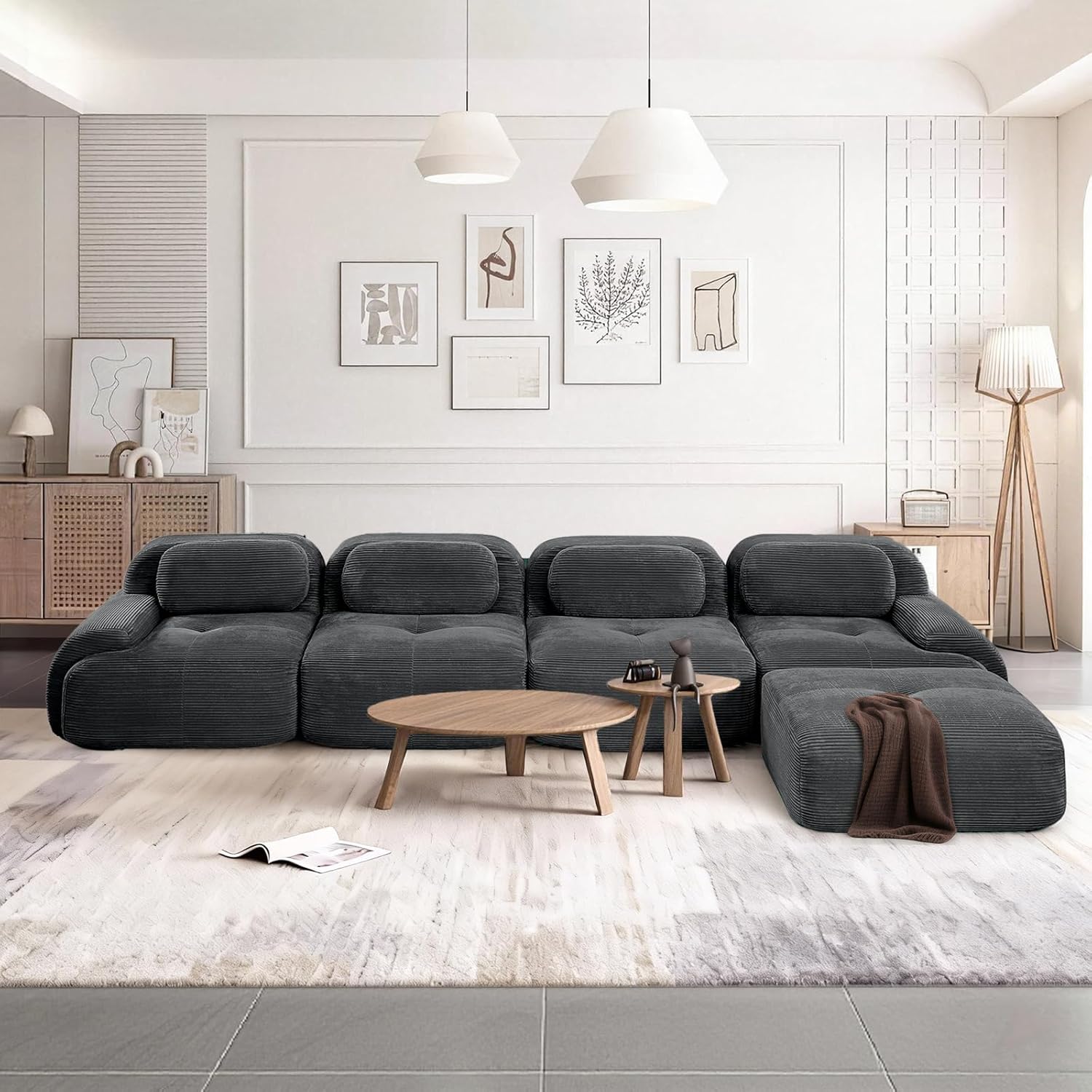 Sofá Moderno Modular con Reposabrazos Anchos