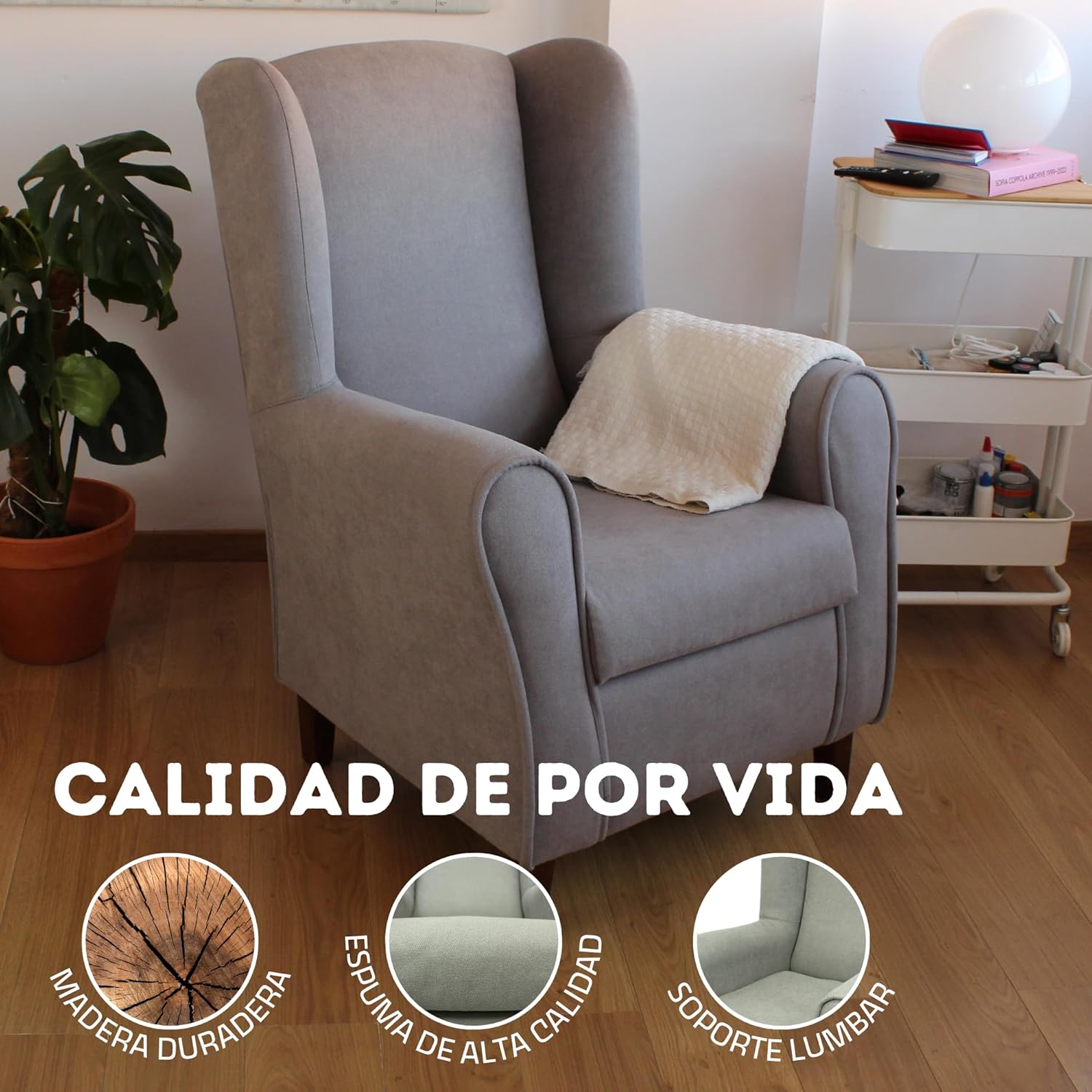 Sillón Orejero con Tela Antimanchas