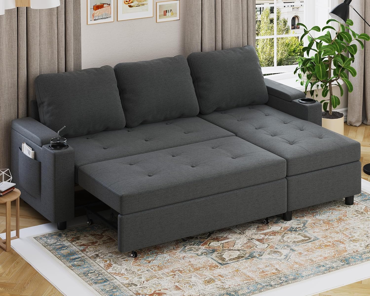 Sofá Cama Chaise Longue Cheslong 3 Plazas Convertible