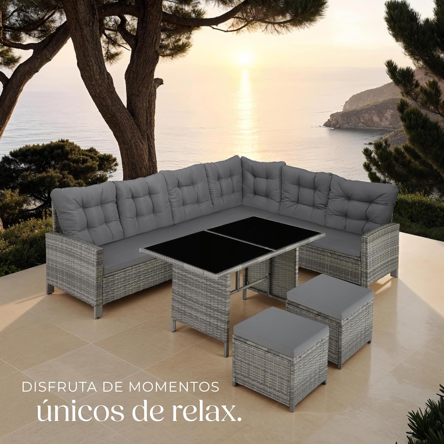 Conjunto Terraza Resistente a la Intemperie y Combinable