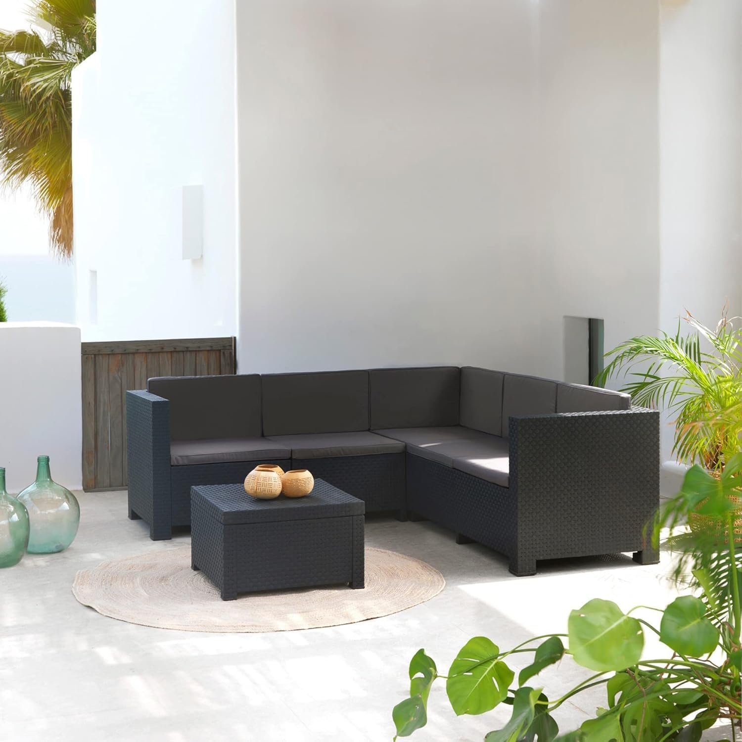 Set Muebles Jardín y Terraza Oasis Color Grafito Tres Piezas